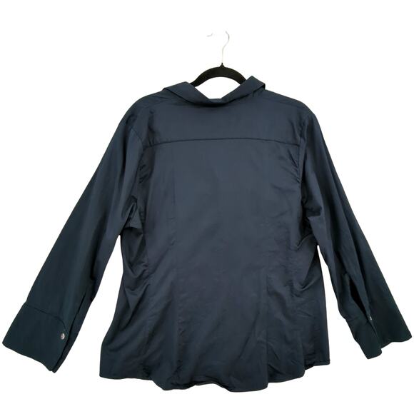 Christine Alexander Top Womens Large Navy Swarovski Crystal Button Up Bling - Picture 2 of 6